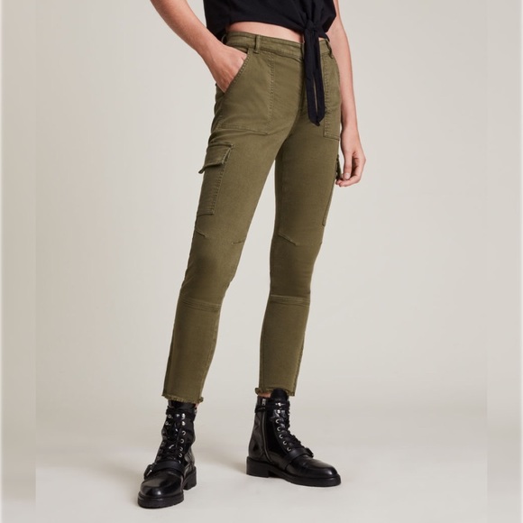All Saints Pants - AllSaints Duran Cargo Skinny Jeans in Olive Green